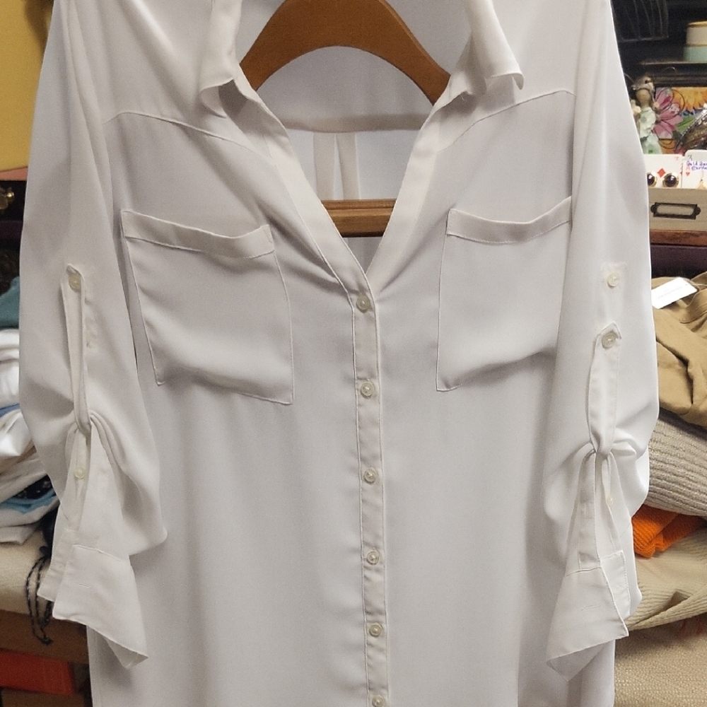 White Women's Button-Up Blouse